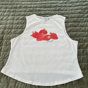 Princess Polly White Tank Top with Red Strawberry Design